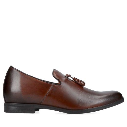 Brązowe buty podwyższające Luis +7 cm, Conhpol - Polski producent, Loafersy 42 Konopka Shoes