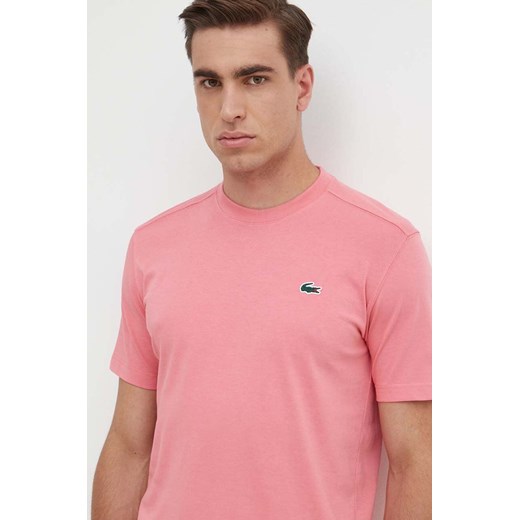 Lacoste t-shirt męski kolor różowy gładki ze sklepu PRM w kategorii T-shirty męskie - zdjęcie 172009290