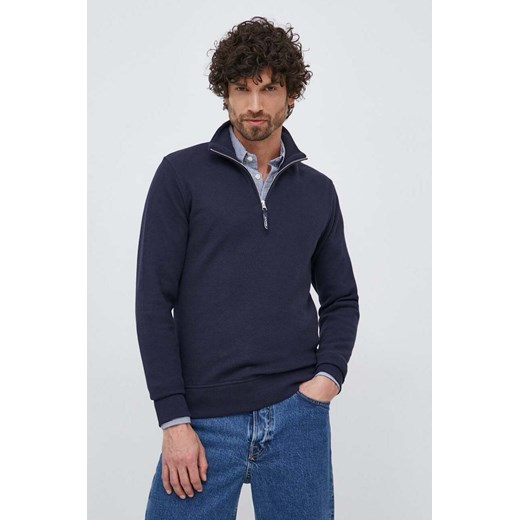 Gant sweter bawełniany kolor granatowy lekki z półgolfem ze sklepu ANSWEAR.com w kategorii Swetry męskie - zdjęcie 172009384