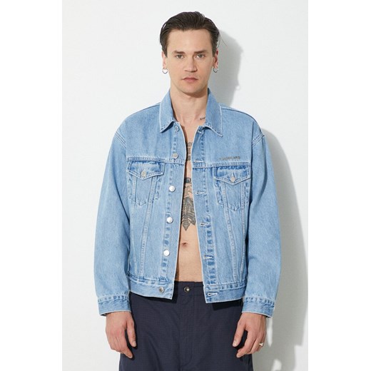 A Bathing Ape kurtka jeansowa Metal Logo Pin Denim Jacket męska kolor niebieski przejściowa oversize 1J80140056 ze sklepu PRM w kategorii Kurtki męskie - zdjęcie 172009743