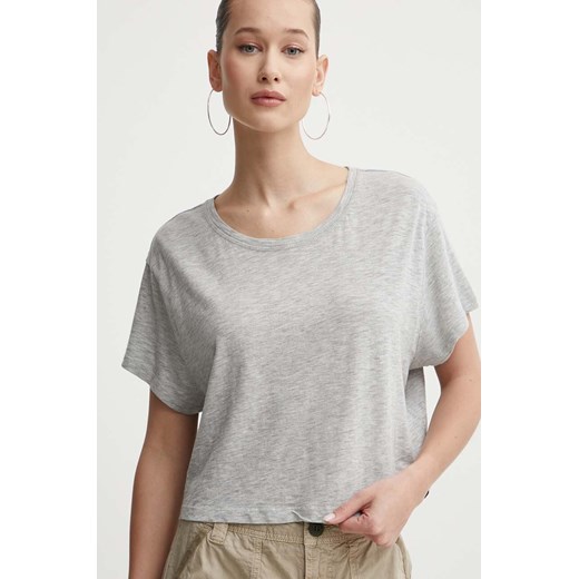 Superdry t-shirt damski kolor szary ze sklepu ANSWEAR.com w kategorii Bluzki damskie - zdjęcie 172010323