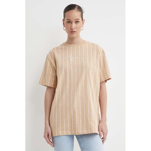 Karl Kani t-shirt bawełniany damski kolor beżowy ze sklepu ANSWEAR.com w kategorii Bluzki damskie - zdjęcie 172010360