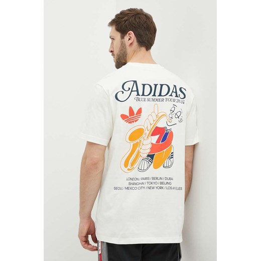adidas Originals t-shirt bawełniany męski kolor beżowy z nadrukiem IS2937 ze sklepu ANSWEAR.com w kategorii T-shirty męskie - zdjęcie 172010444