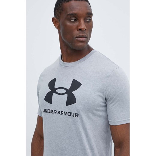 Under Armour t-shirt męski kolor szary z nadrukiem ze sklepu ANSWEAR.com w kategorii T-shirty męskie - zdjęcie 172010531