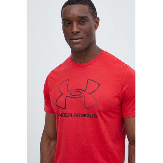Under Armour t-shirt męski kolor czerwony wzorzysty ze sklepu ANSWEAR.com w kategorii T-shirty męskie - zdjęcie 172010551