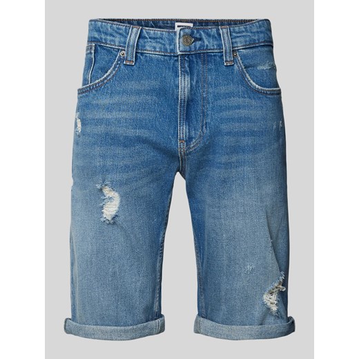 Szorty jeansowe o kroju regular fit z przetarciami model ‘RONNIE’ ze sklepu Peek&Cloppenburg  w kategorii Spodenki męskie - zdjęcie 172010732