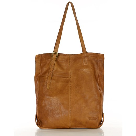 Miękka torba typu shopper z kieszeniami MARCO MAZZINI - brąz camel ze sklepu Verostilo w kategorii Torby Shopper bag - zdjęcie 172021024