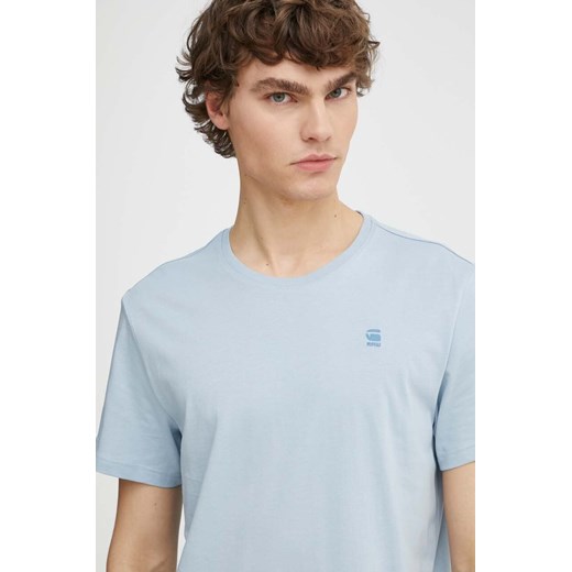 G-Star Raw t-shirt bawełniany męski kolor niebieski gładki ze sklepu ANSWEAR.com w kategorii T-shirty męskie - zdjęcie 172021161