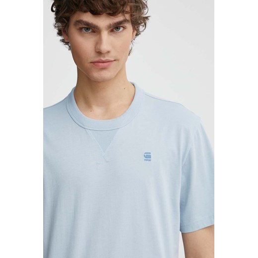 G-Star Raw t-shirt bawełniany męski kolor niebieski gładki ze sklepu ANSWEAR.com w kategorii T-shirty męskie - zdjęcie 172021373