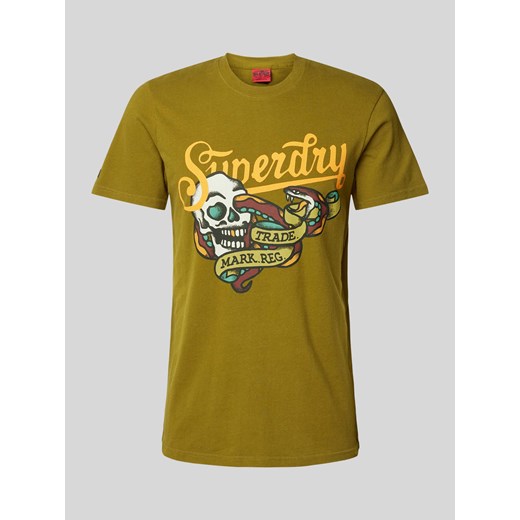 T-shirt z nadrukiem z motywem i napisem model ‘TATTOO SCRIPT’ ze sklepu Peek&Cloppenburg  w kategorii T-shirty męskie - zdjęcie 172024152