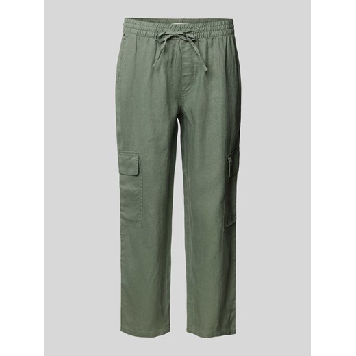Spodnie lniane z kieszeniami cargo ze sklepu Peek&Cloppenburg  w kategorii Spodnie damskie - zdjęcie 172024322