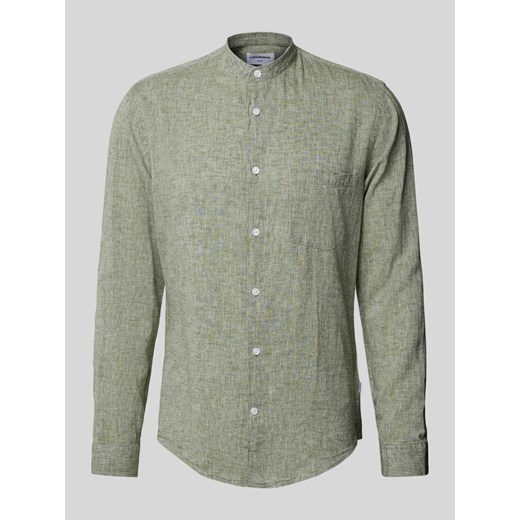 Koszula lniana o kroju slim fit z tkanym wzorem ze sklepu Peek&Cloppenburg  w kategorii Koszule męskie - zdjęcie 172024550