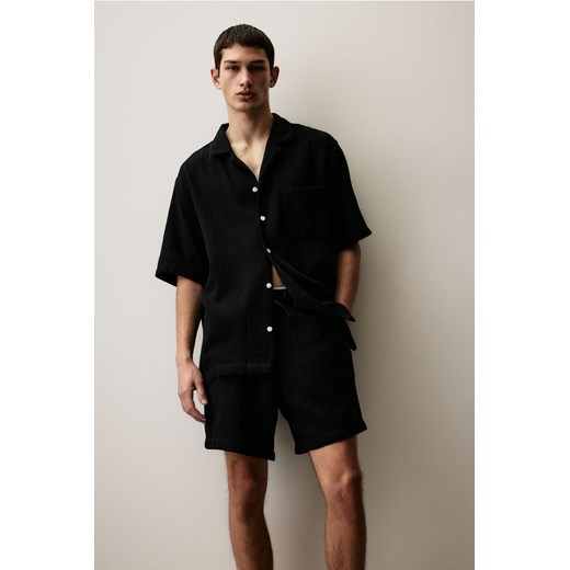 H & M - Piżama z koszulą i szortami - Czarny ze sklepu H&M w kategorii Piżamy męskie - zdjęcie 172025151