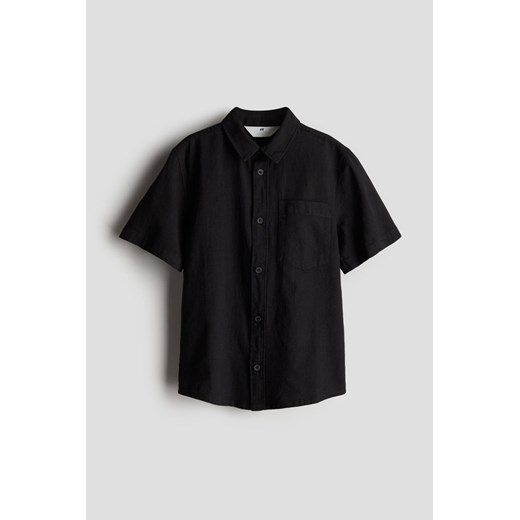 H & M - Koszula z domieszką lnu - Czarny ze sklepu H&M w kategorii Koszule chłopięce - zdjęcie 172025152