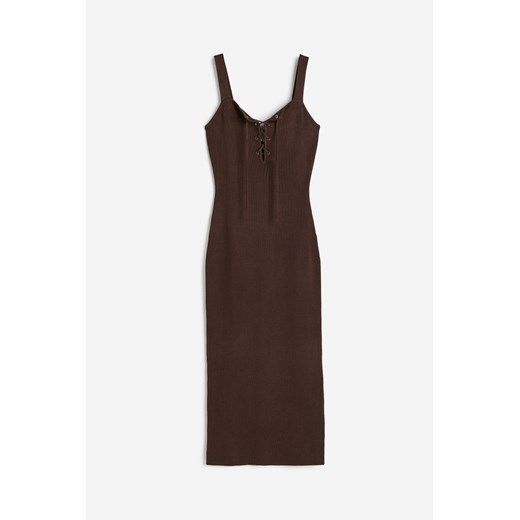 H & M - Sukienka z koronkowym detalem - Brązowy H & M XL H&M
