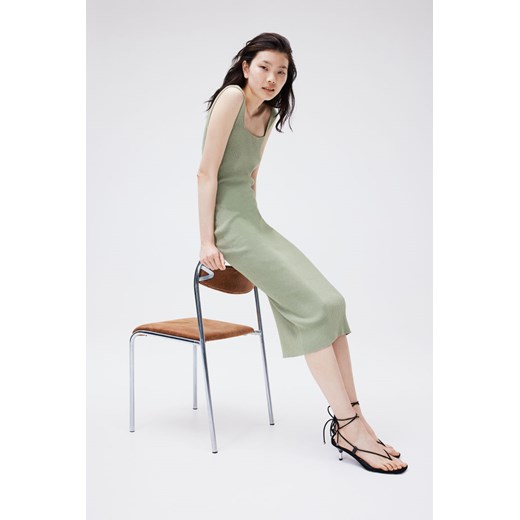 H & M - Sukienka bodycon z dzianiny w prążki - Zielony H & M XS H&M