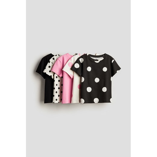 H & M - Top z nadrukiem 5-pak - Czarny ze sklepu H&M w kategorii Bluzki damskie - zdjęcie 172025303