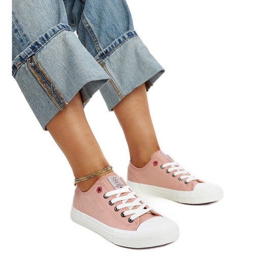 Różowe damskie trampki Cross Jeans ze sklepu ButyModne.pl w kategorii Trampki damskie - zdjęcie 172025434