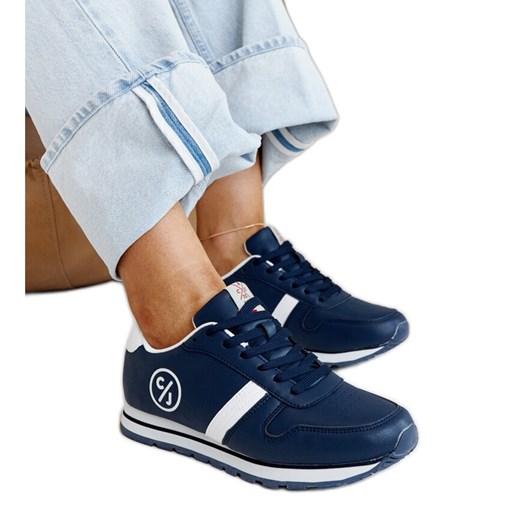 Granatowe sneakersy damskie Cross Jeans niebieskie ze sklepu ButyModne.pl w kategorii Buty sportowe damskie - zdjęcie 172025440