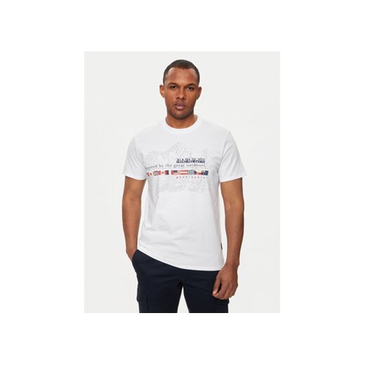 Napapijri T-Shirt S-Turin NP0A4HQG Biały Regular Fit ze sklepu MODIVO w kategorii T-shirty męskie - zdjęcie 172028922