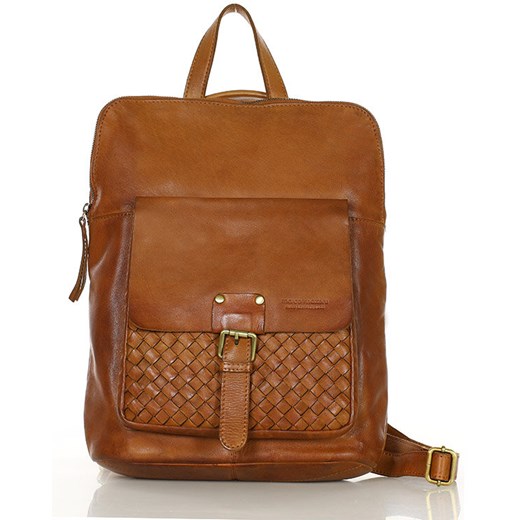 Plecak torebka 2w1 skóra naturalna - MARCO MAZZINI brąz karmel ze sklepu Verostilo w kategorii Plecaki - zdjęcie 172029680