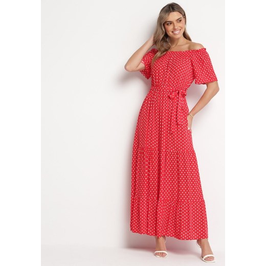 Czerwona Sukienka Paphophi ze sklepu Born2be Odzież w kategorii Sukienki - zdjęcie 172030393