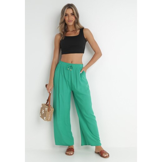 Zielone Spodnie Sharrill ze sklepu Born2be Odzież w kategorii Spodnie damskie - zdjęcie 172030903
