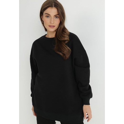 Czarna Bluza Oversize z Polarem Mes ze sklepu Born2be Odzież w kategorii Bluzy damskie - zdjęcie 172031072
