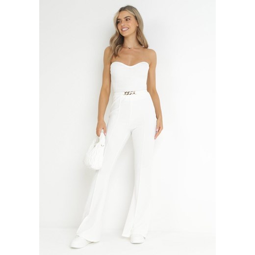 Białe Spodnie Dzwony z Gumką w Pasie Dallagti ze sklepu Born2be Odzież w kategorii Spodnie damskie - zdjęcie 172032021