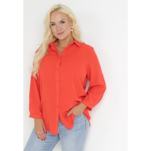 Pomarańczowa Koszula z Podpinanymi Rękawami Jalema ze sklepu Born2be Odzież w kategorii Koszule damskie - zdjęcie 172032294