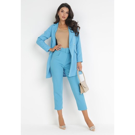 Niebieskie Spodnie z Paskiem Ioleinaa ze sklepu Born2be Odzież w kategorii Spodnie damskie - zdjęcie 172032384