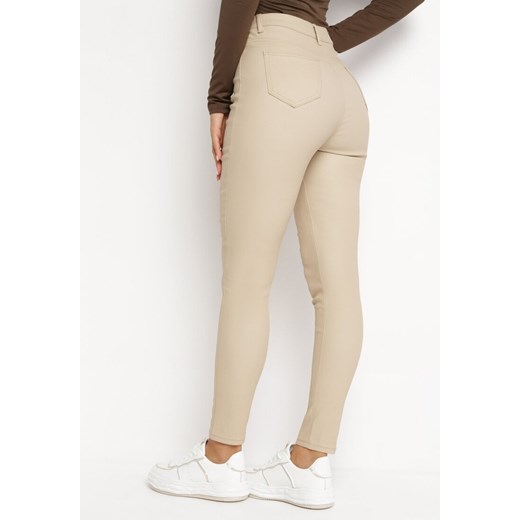 Beżowe Modelujące Spodnie Skinny z Kieszeniami Envoi ze sklepu Born2be Odzież w kategorii Spodnie damskie - zdjęcie 172032510
