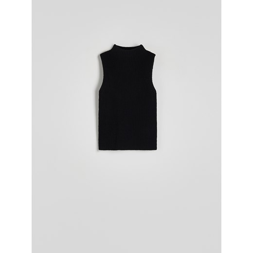 Reserved - Dzianinowy bezrękawnik - czarny ze sklepu Reserved w kategorii Bluzki damskie - zdjęcie 172035810