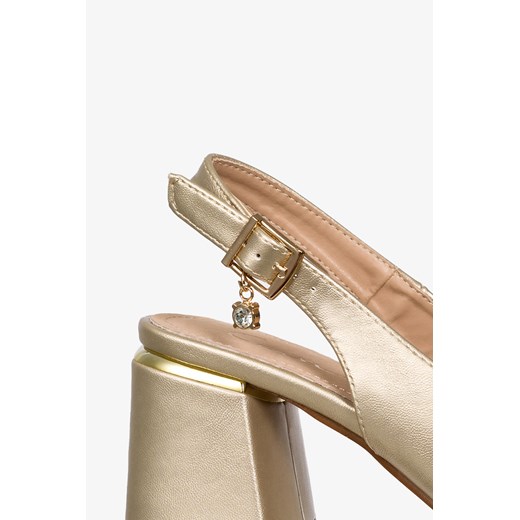 Złote czółenka na klocku damskie z odkrytą piętą Casu ER23WX3-G Casu 39 Casu.pl