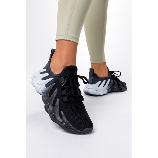 Czarne sneakersy na platformie buty sportowe sznurowane Casu VL198P ze sklepu Casu.pl w kategorii Buty sportowe damskie - zdjęcie 172037190