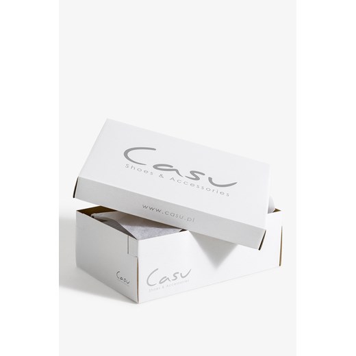 Granatowe czółenka damskie na ozdobnym obcasie ze skórzaną wkładką Casu Casu 37 Casu.pl