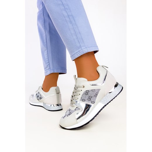 Szare sneakersy na platformie buty sportowe sznurowane Casu 8211-3 ze sklepu Casu.pl w kategorii Buty sportowe damskie - zdjęcie 172039302