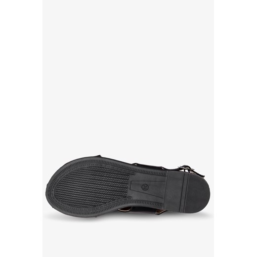 Czarne sandały płaskie z ozdobną podeszwą paski na krzyż Casu K23X4-B Casu 36 okazyjna cena Casu.pl