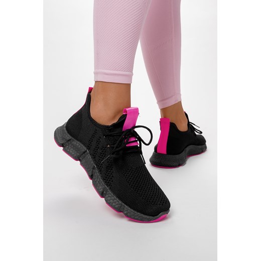 Czarne sneakersy na platformie buty sportowe sznurowane Casu YF607-5A ze sklepu Casu.pl w kategorii Buty sportowe damskie - zdjęcie 172044353