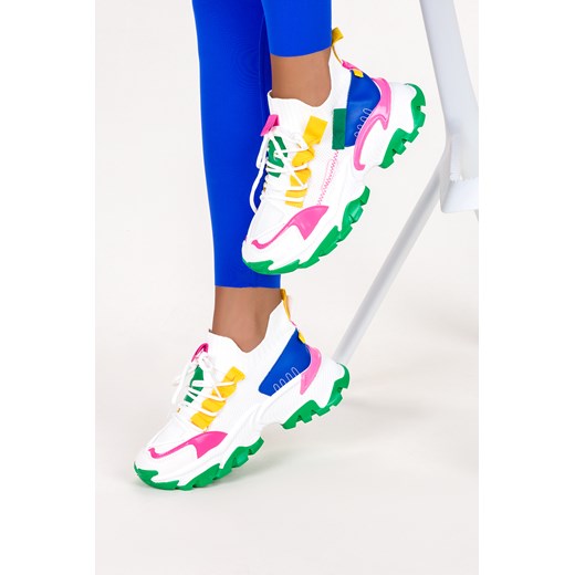 Wielokolorowe sneakersy na platformie damskie buty sportowe sznurowane Casu BL322P-G ze sklepu Casu.pl w kategorii Buty sportowe damskie - zdjęcie 172044781