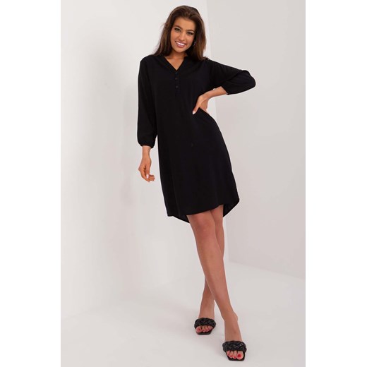 Koszulowa czarna sukienka damska z wiskozy ze sklepu 5.10.15 w kategorii Sukienki - zdjęcie 172048350