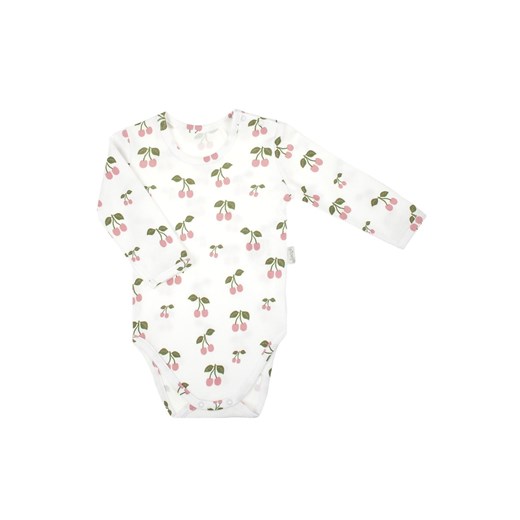 Bawełniane body dziewczęce z długim rękawem w wisienki ze sklepu 5.10.15 w kategorii Body niemowlęce - zdjęcie 172048351