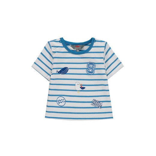 T-shirt dziecięcy biały niebieski paski ze sklepu 5.10.15 w kategorii Koszulki niemowlęce - zdjęcie 172048414
