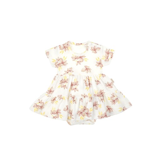 Sukienko-body bawełniane dla dziewczynki w kwiatki ze sklepu 5.10.15 w kategorii Body niemowlęce - zdjęcie 172048452