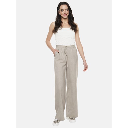 Beżowe luźne spodnie damskie z lnem Potis & Verso Pascal ze sklepu Eye For Fashion w kategorii Spodnie damskie - zdjęcie 172048643