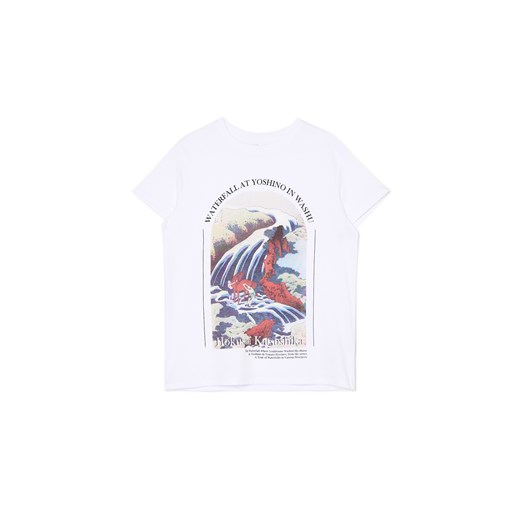 Cropp - Biały t-shirt z printem twórcy mangi - biały ze sklepu Cropp w kategorii Bluzki damskie - zdjęcie 172049034