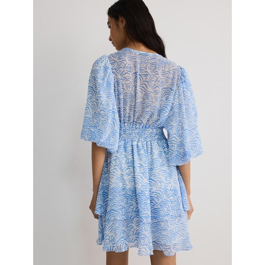 Sukienka Reserved z długim rękawem w serek 