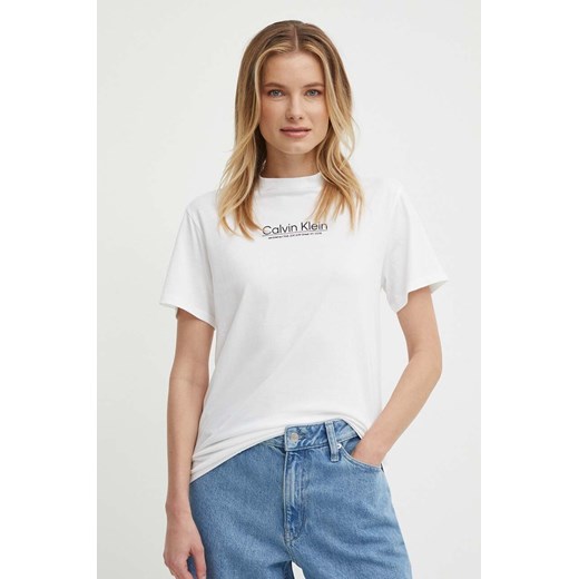 Calvin Klein t-shirt bawełniany damski kolor biały K20K207005 ze sklepu ANSWEAR.com w kategorii Bluzki damskie - zdjęcie 172051204
