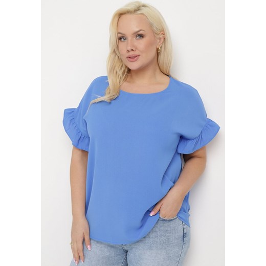 Niebieska Bluzka z Wiskozą o Klasycznym Kroju Vlaniella ze sklepu Born2be Odzież w kategorii Bluzki damskie - zdjęcie 172056182