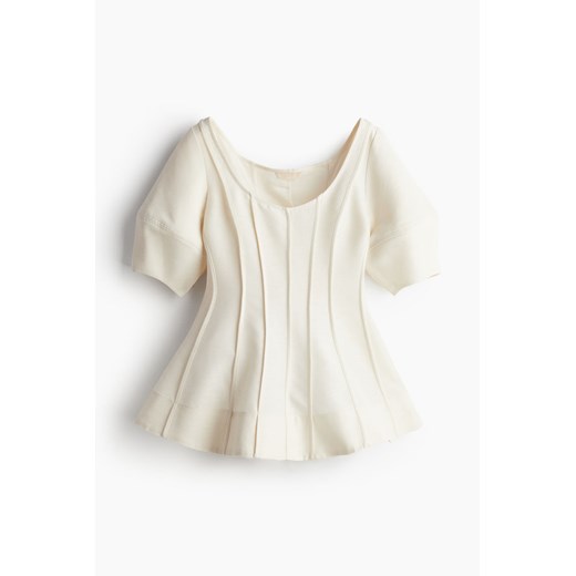 H & M - Rozszerzana bluzka z baloniastym rękawem - Biały H & M L H&M